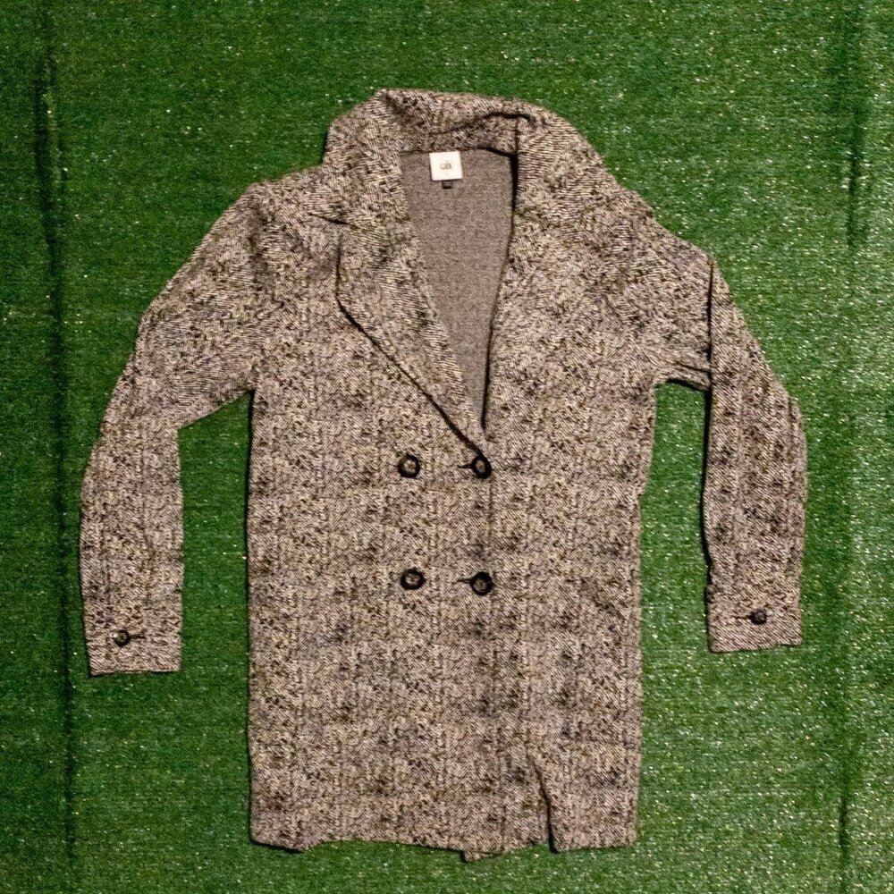 CABI AGENT BLACK HERRINGBONE BLAZER GRAY JACKET WOMENS LONG SLEEVE SIZE SMALL